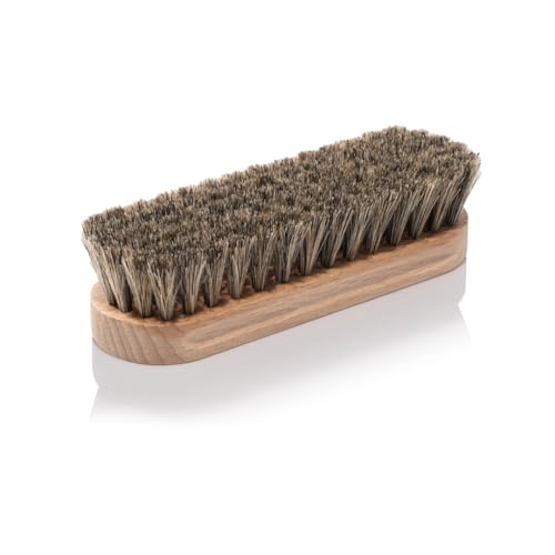Renapur Premium-Pferdehaarbürste - Superweiche Borsten mit ergonomischem Holzgriff, ideal zum Polieren von Leder & Reinigen von Wildleder oder Stoffschuhen/-Stiefeln