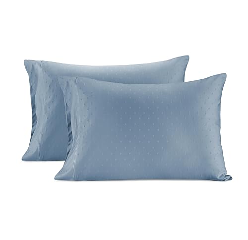 Image of LANE LINEN Split Top King Sheets 100% Egyptian Cotton Sateen - French Blue | King Size Bed Sheets Cotton - 4-Piece Set, For A Luxurious Night's Sleep, For A Silky Hotel-Style Bed, Luxe Sheen