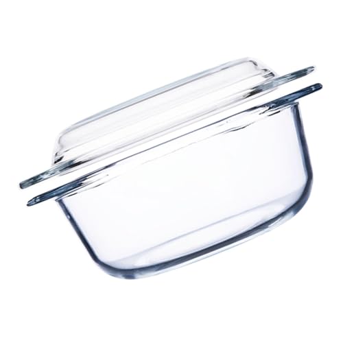 NOLITOY Olla de Vidrio Resistente al Calor con Tapa para Microondas y Horno Recipiente Transparente Antiarañazos Apto para Lavavajillas y Cocción Segura