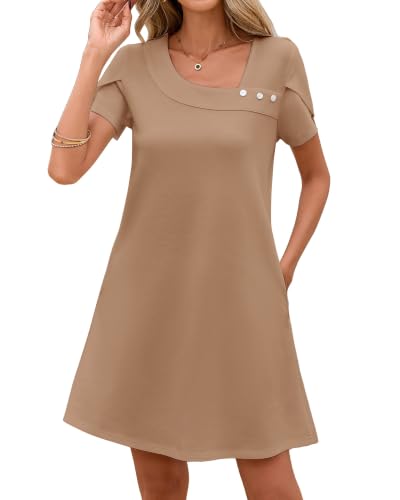 Image of Valiamcep Women's 2026 Summer Sleeveless Mini Dress Casual Square Neck Slim Fit Cocktail Party Short Dresses