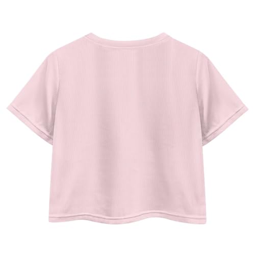 Image of Girls Fashion Crewneck Tee Shirts Casual Short Sleeve Crop Top Summer Outfits 5-14 Year