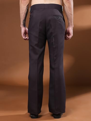 Image of Mens Beige Gurkha Pants with Classic Buckle Closure Premium Casual Bell Bottom Trousers for Men High Waist Pleated Formal & Casual Wear Pant Stylish Retro Flared Bottom Pant