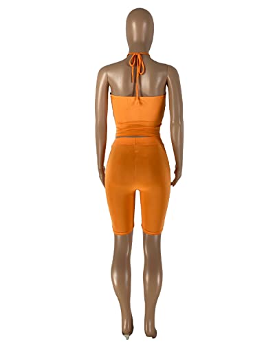 Privimix Women 2 Piece Outfit Halter Sleeveless Crop Out And Shorts Set Causal Yoga Workout Tracksuits Red S #TOP3
