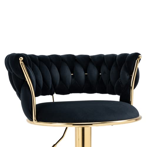 Luxury Bar Stool,Modern Round Adjustable Reception Chair, Gold Velvet Bar Chair, Kitchen High Dining Chair , Height Adjustable And 360° Swivel. Suitable For Bar, Home, Offce, Cafe (Black Set Of 2) #TOP7