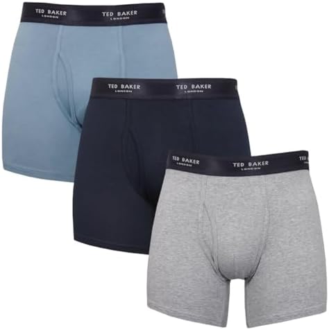 Ted Baker Mens 3-Pack Cotton Breathable Comfort Trunk Boxer Briefs