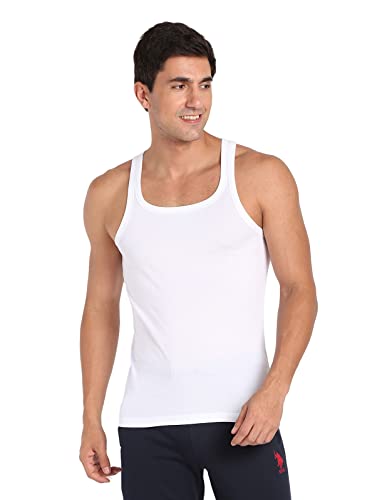 Image of U.S. Polo ASSN. Men's EV006 Pure Cotton Ribbed Vest - Pack of 1