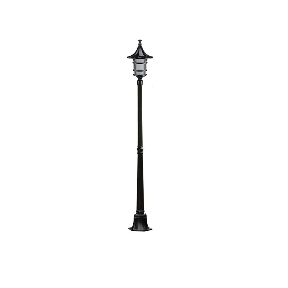 QUSYZD Lamp Post Lights Outdoor, E27 Traditional Style 1.7M Black 1-Lights Way Ip54 Waterproof Outdoor Garden Lamp Post Light Glass Column Lamp Led Light E27 Decorati,Black-1.7m