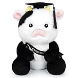 JEROKUMI Graduation Stuffed Animal Cow Plush, 10inch Cute Black & White Cow with Cap, 2025 Graduation Plush for Kindergarten, Graduation Gifts for Kids Boys and Girls