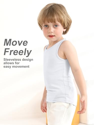 Poroka 4 Pack Toddler Tank Top Boys Cotton Tank Undershirt Kids Sleeveless Undershirts Soft Round Neck Tank Tops4