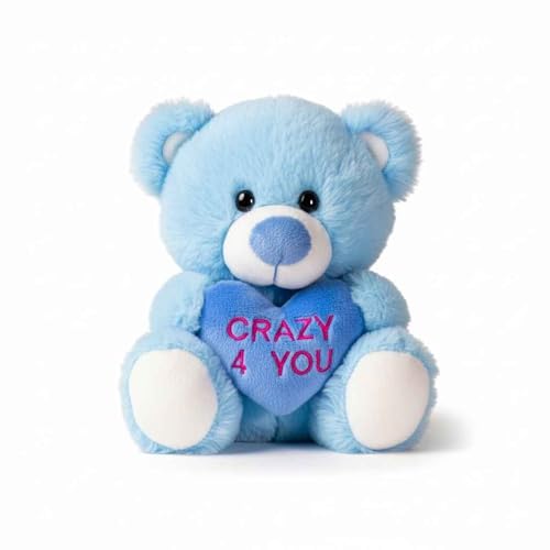 Image of DearJoy Teddy Bear with Message on a Heart Blue 30 cm
