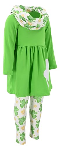 Image of Unique Baby Girls Kids Toddler 3pc Outfit Set Long Sleeve Lightweight Tunic Top Leggings and Scarf