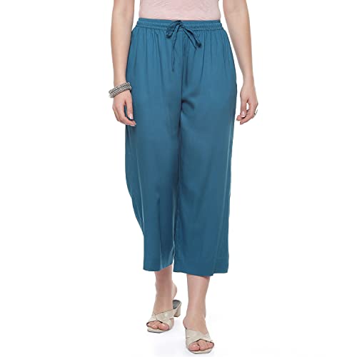 Image of BIBA Women Rayon Regular Solid Pants