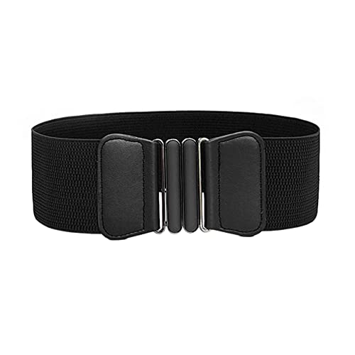Women Wide Elastic Plus Size Dress Belt Cinch Waist Belts Stretch Waistband with Metal Buckle