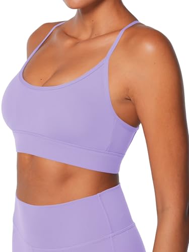 Image of Sunzel Sports Bra for Women, Criss-Cross Open Back Adjustable Strappy Bras, Workout Gym Padded Yoga Bra with Removable Pads