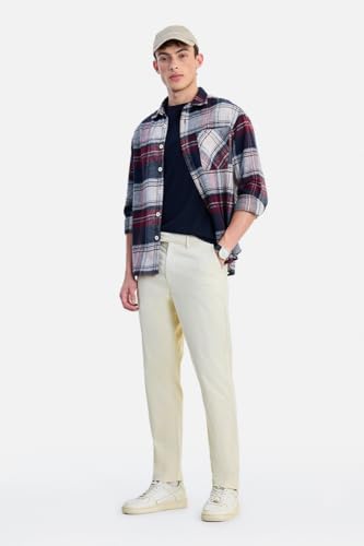 Image of SNITCH Men Chinos | Slim Fit Mid Rise Solid Pattern | Cotton Blend with Medium Stretch & Smooth Texture | Button & Zip Closure for Casual & Street Wear