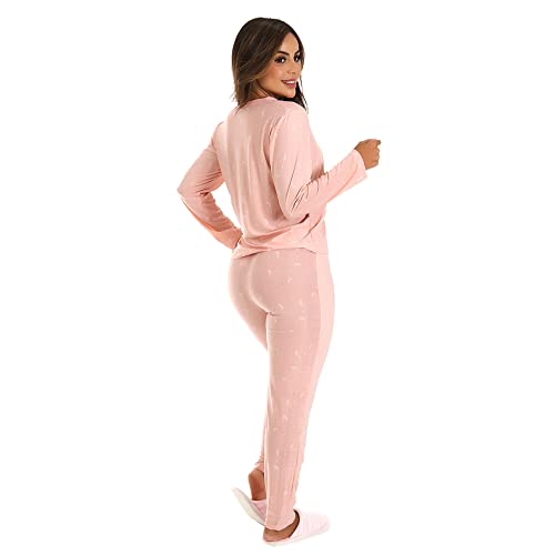 Pijama Longo Aberto Botões Calça Dormir Noite Estampado Liganete Feminino Adulto NB Store (M)