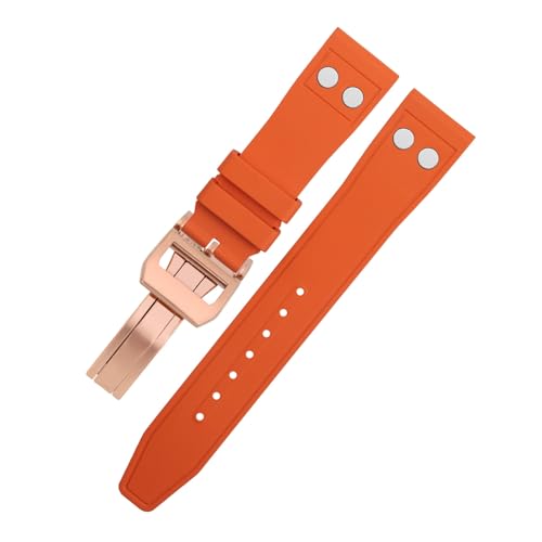 Bracelet IWC Big Pilot Mark en caoutchouc FKM orange 21mm avec rivets robustes