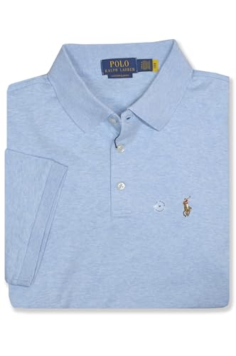 Image of POLO RALPH LAUREN Mens Custom Slim Fit Soft Interlock Cotton Three Button Polo Shirt,