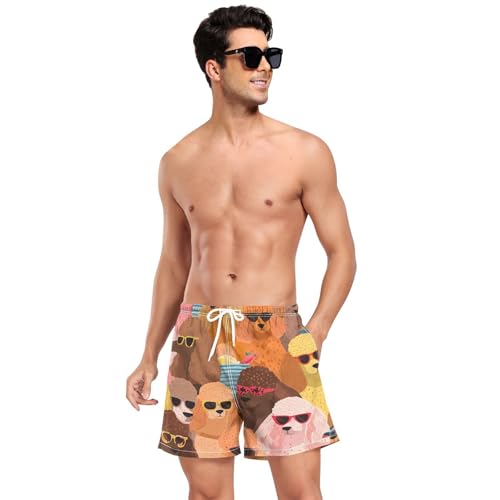 Poodles with Glasses Men's Swim Trunks with Liner Quick Dry Beach Shorts Swimwear Bathing Suit S-XXL3