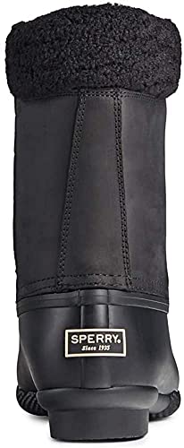 Sperry Womens Saltwater Tall Leather Cozy Rain Boot, Black, 8 Us #TOP3