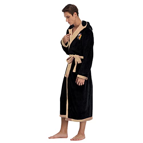 RONGTAI Hooded Mens Plush Long Robe Soft and Warm Full Length Fleece Bathrobe for Home Leisure3
