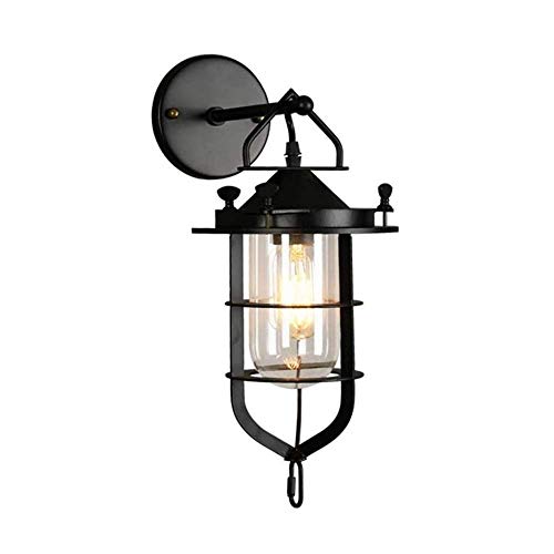 Applique murale vintage E27 style loft rustique en verre clair pour chambre