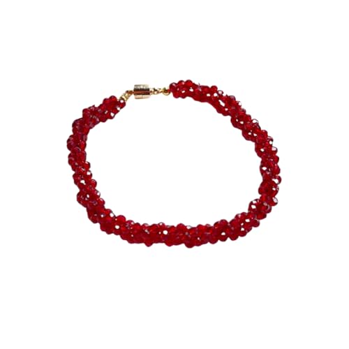NAFEIMILUN Bracelet Pierre Naturelle Bracelet Spinelle Multi Brins Tressé Et Torsadé 3mm Petites Particules Taillées Bijou Pour Couple Rouge Vin