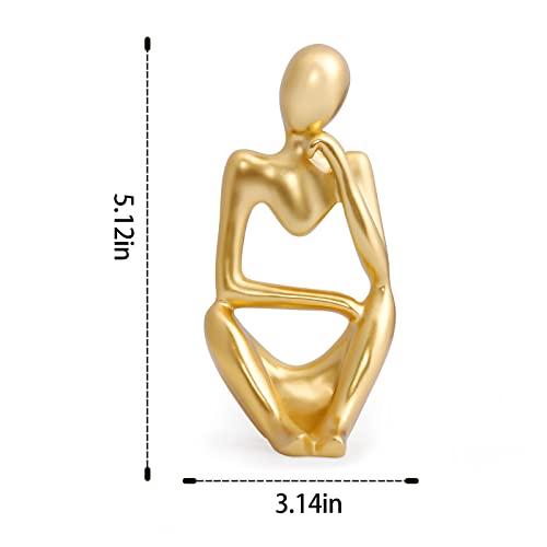 INNOLITES Resin Statue Thinker Style Decoration Abstract Sculptures Collectible Figurines for Home Decor Modern Office Shelf Desktop(Gold-Right - Image 3