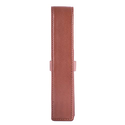 Image of DiLoro Leather Single Pen Case Pencil Pouch Holder for One Fountain Ballpoint Rollerball Pen and Pencil (Bugatti)