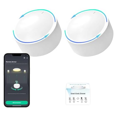IHSENO ZigBee Smart Knob Switch Wireless Scene Button Rotatable Dimmer Switch,Need Zigbee Hub,Light Automation Scenario Remote Panel (2) Cover