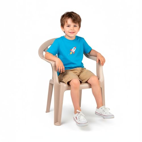 CABLEPELADO Silla Infantil de Plástico para Jardín, Terraza, Patio y Camping - Apta para Niños, Altura Total 49.5 cm, Beige