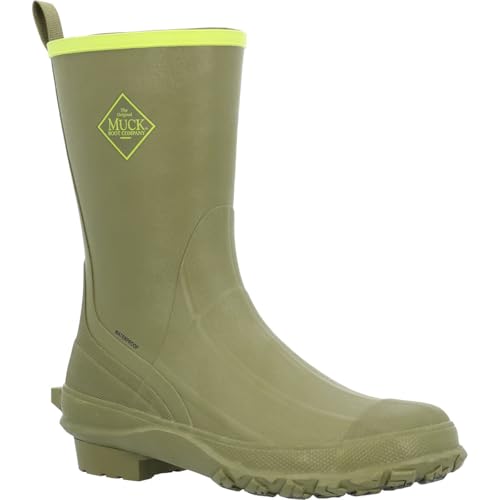 MUCK BOOT COMPANY Men's Harvester Capulet Olive/Lime Green Mid Rubber Boots
