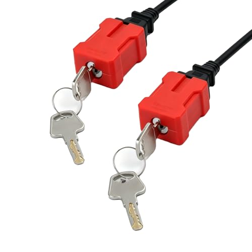 Plug Lock Electrical Cord Plug Lockout Device for Electrical Cord 2 Pack Plug Locking Safety Lock with 2-Pin and 3-Pin Plugs Comes with 2 Keys Power Disconnection Service