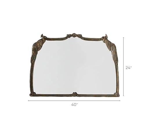 Image of Gharaana Imbibe Hand-Casted Wall Mirror for Bedroom, Bathroom & Kitchen | Decorative Mirror for Wall Decoration | Vintage Brass (40x24)
