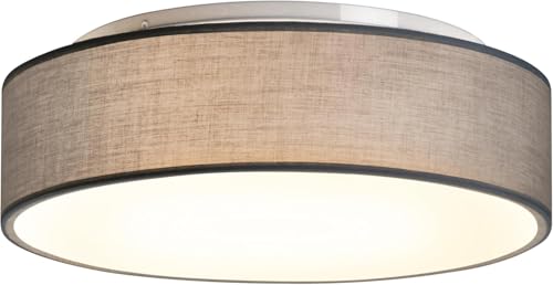 Madera Nieve Plafón de Techo Redondo de Tela Ø38 cm, Pantalla Textil con 2 Casquillo E27 (40W máx.), Lámpara de Techo para Salón, Dormitorio, Pasillo o Habitación Infantil, Sin bombilla (Gris, 38)
