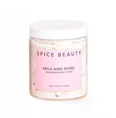 Spice Beauty Goat Milk & Rose Magnesium Salt Soak – Epsom & Magnesium Bath Soak for Muscle Relaxation – Skin Soften & Deeply Nourish, Skin Hydration & Boosts Elasticity | 9 oz Spice Beauty Goat Milk & Rose Magnesium Salt Soak – Epsom & Magnesium Bath Soak for Muscle Relaxation – Skin Soften & Deeply Nourish, Skin Hydration & Boosts Elasticity | 9 oz