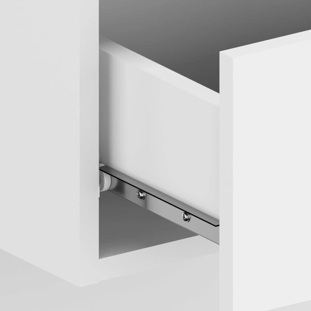 vidaXL Cabecero de Cama Cabezal Dormitorio Estructura Habitación Mobiliario Muebles Decoración Adorno con Mesitas Madera Contrachapada Blanco