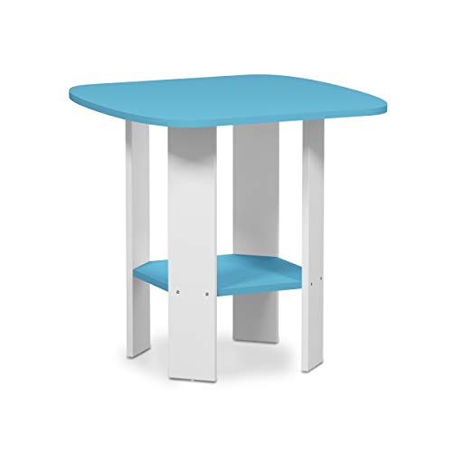 Image of FURINNO Simple Design End /SideTable, 1-Pack, Light Blue /White