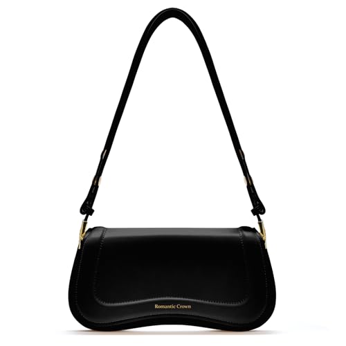 Vipelf Bolsa de Ombro Pequena Feminina Couro Impermeável, Mini Bolsa Sacola Tiracolo Moderna para Trabalho Casual Festa, Bolsas de Mão e Ombro Femininas Presente Feminino (Preto)