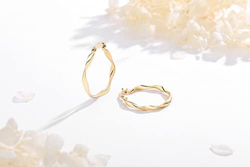 Yumay Jewellery 9ct Yellow Gold Filled Women's Twisted Hoop Earrings (30MM)