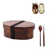 Ztaovn Japanese Wooden Lunch Box, Bento Box Premium Quality Double Layer Natural Wooden Food Container with Elastic Band, Sushi Box Waist Shape, Gifts for Women Bento Boxs(Single layer A)