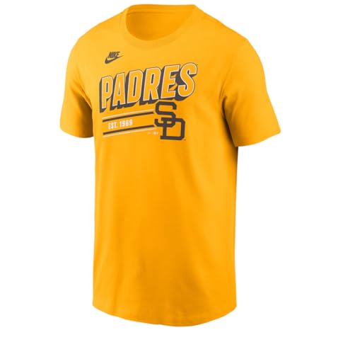 Nike Men's MLB Retro Logo T-Shirt (US, Alpha, XX-Large, Regular, Regular, Gold, San Diego Padres)