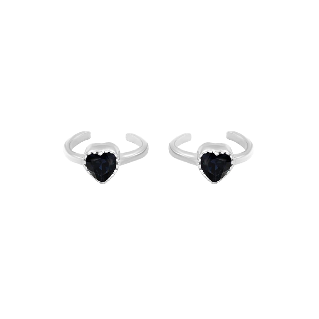 Black Gem Nazariya 925 Silver Toe Ring | Chandi Bichiya | Gift for Women & Girls | Certified Authentic Hallmark & 925 Stamp-image-8