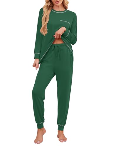 Becotal Soft Cotton Pajamas for Women Set 2 Piece Lounge Set Crewneck Long Sleeve Top and Jogger...