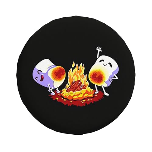 Image of Spare Tire Cover with Marshmallow Campfire Pattern Wheel Protectors Weatherproof Wheel Covers Universal Fit for SUV Rv Truck Travel Camper Trailers Accessories 16inch