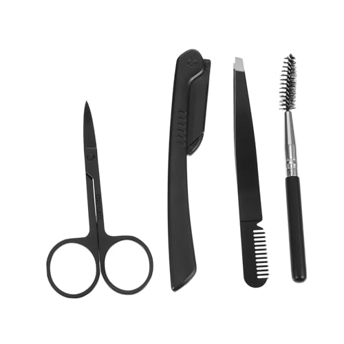 FOMIYES Complete Eyebrow Trimming Tool Kit Scissors Razor Tweezers Brush Easy Operation