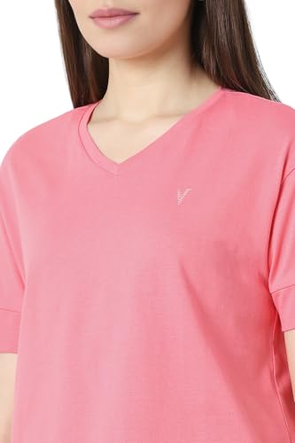 Image of Van Heusen Women's Cotton Regular Fit Half Sleeve V-Neck Casual T-Shirt