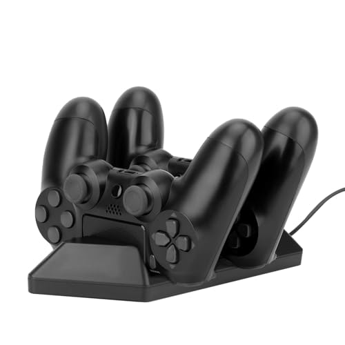 NiTHO PS4 Controller Ladestation, Twin Controller Charging Station Kompatibel mit PS4, Controller Ladegerät Charger für PS4 Slim/PS4 Pro - Schwarz