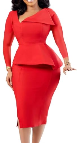 Dresses for Women Sexy Church Business Peplum Pencil Vintage Dress Wear to Work