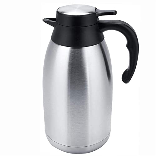 Cafetera de 2 litros de acero inoxidable térmica, jarra de café aislada al vacío para mantener el calor, jarra de té de 1,5 L (color: plata, tamaño: 2 L) (plata 2 L)